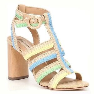 ANTONIO MELANI Blue Green Heels Strappy Design